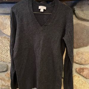 LOFT V NECK SWEATER - charcoal, size medium